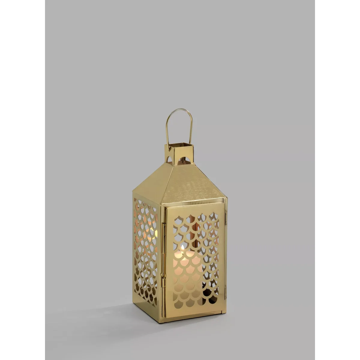 John Lewis Scaled Steel Lantern Candle Holder, Gold – image 4