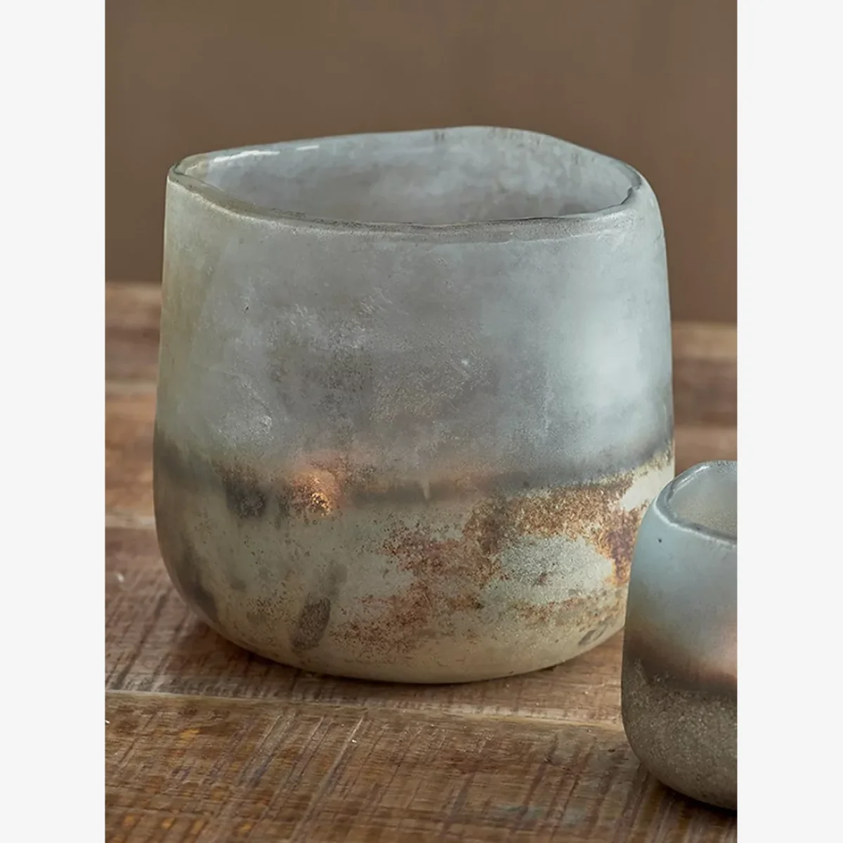Nkuku Ngolo Tealight Candle Holder, Aged Smoke – image 1