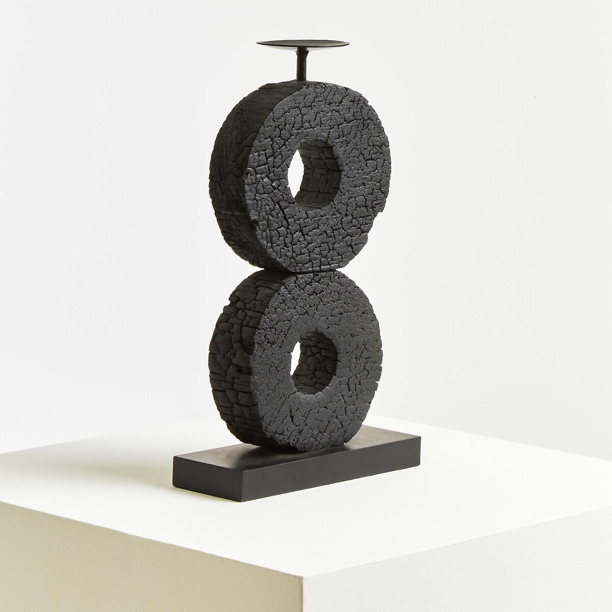 40cm Fidel Charred Black Mango Wood Log Candle Holder – image 2