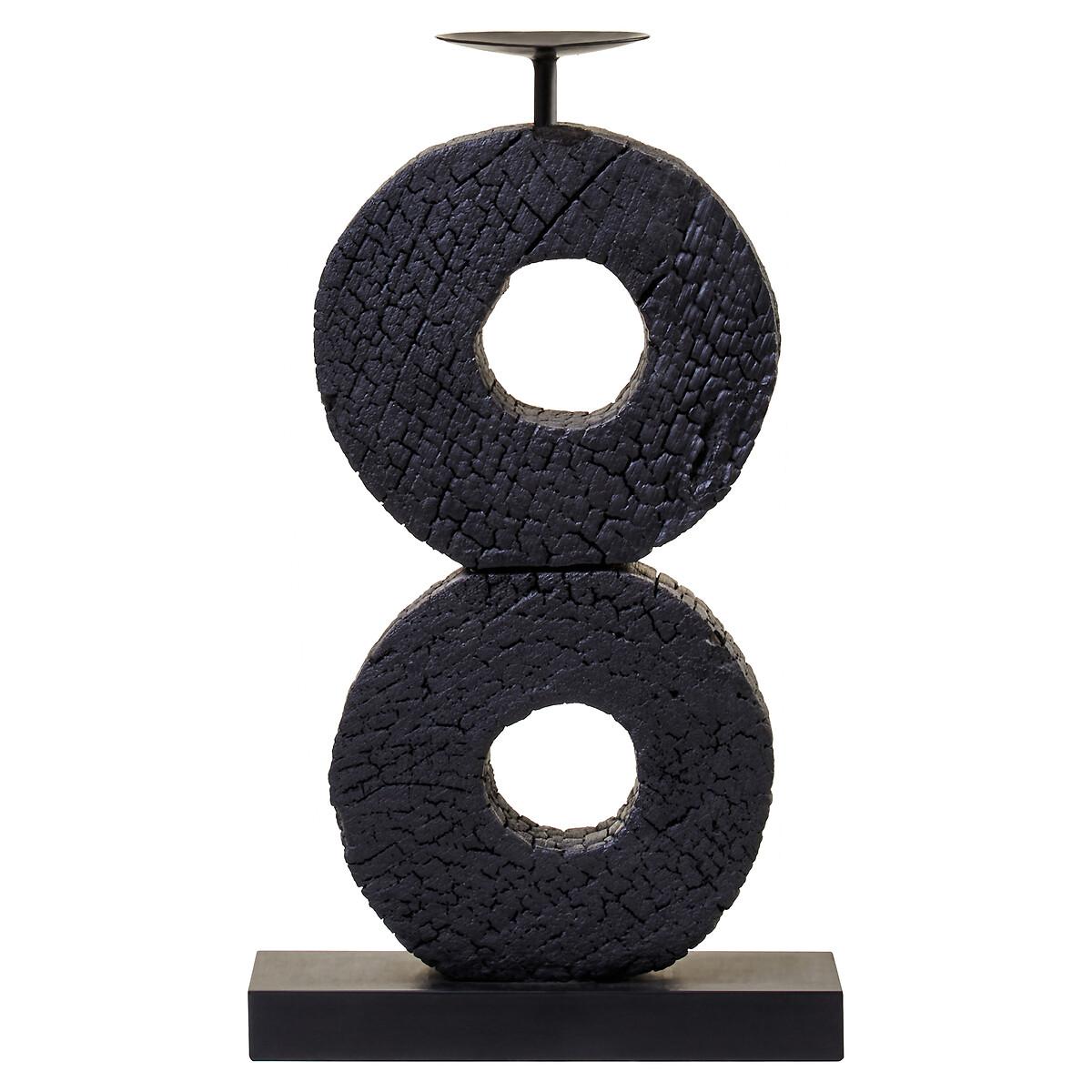 40cm Fidel Charred Black Mango Wood Log Candle Holder – image 3