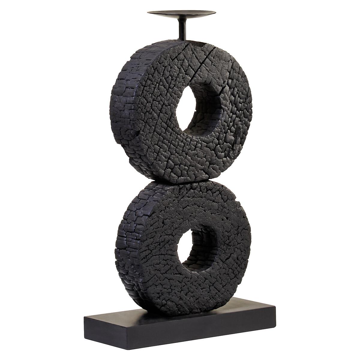 40cm Fidel Charred Black Mango Wood Log Candle Holder – image 4