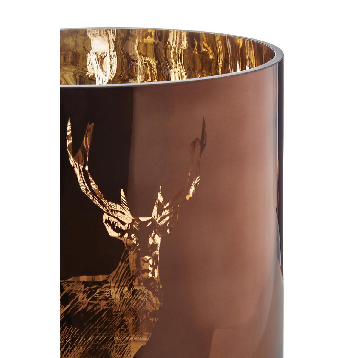 29cm Brown Stag Glass Hurricane Candle Holder – image 4