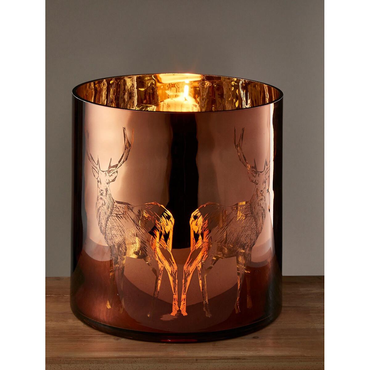 29cm Brown Stag Glass Hurricane Candle Holder – image 5