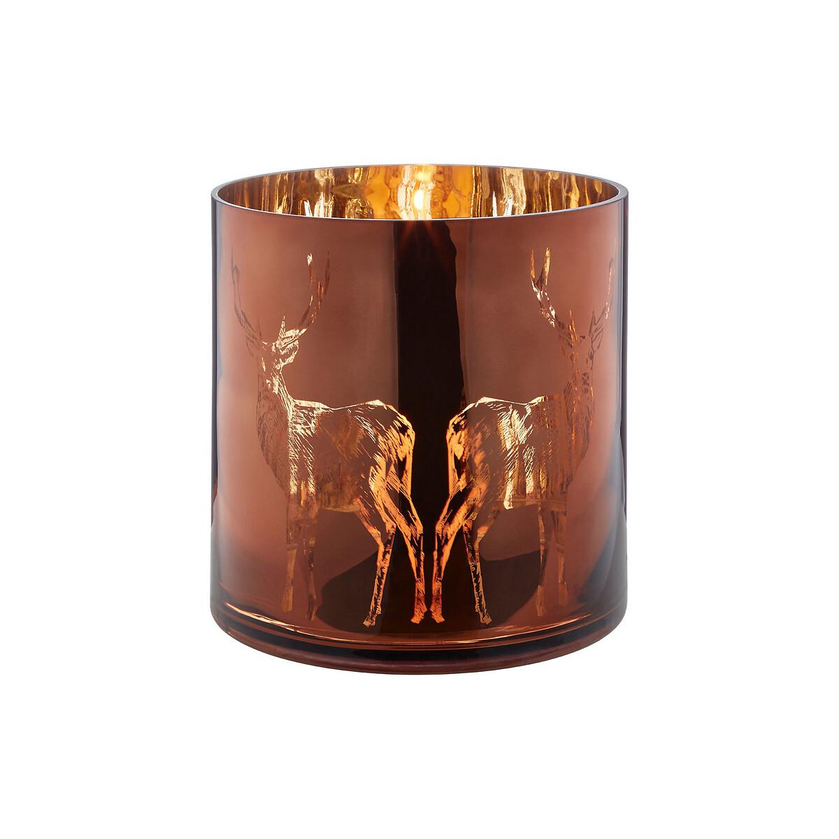 29cm Brown Stag Glass Hurricane Candle Holder – image 6