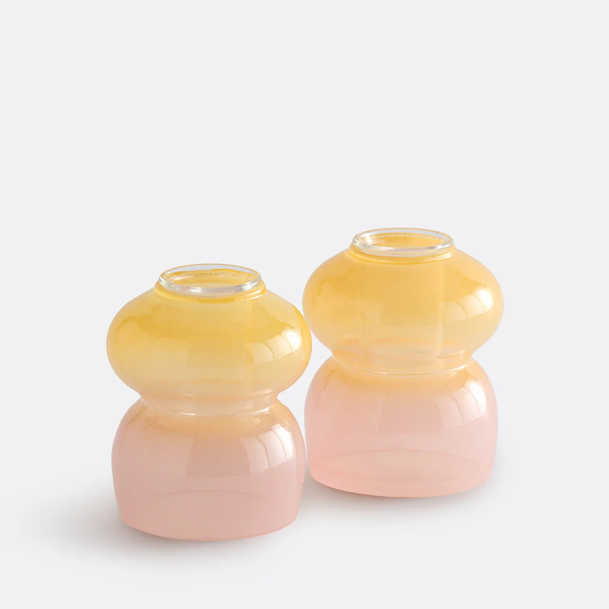 Set of 2 Solya Two-Tone Glass Candleholders Height 8cm – image 3