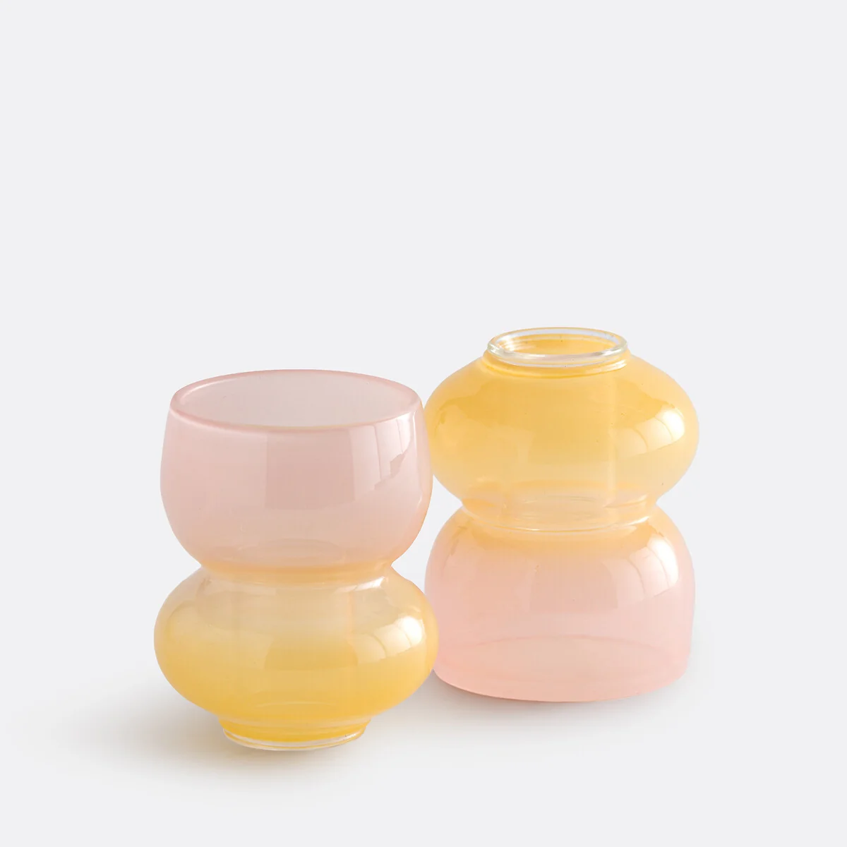 Set of 2 Solya Two-Tone Glass Candleholders Height 8cm – image 4
