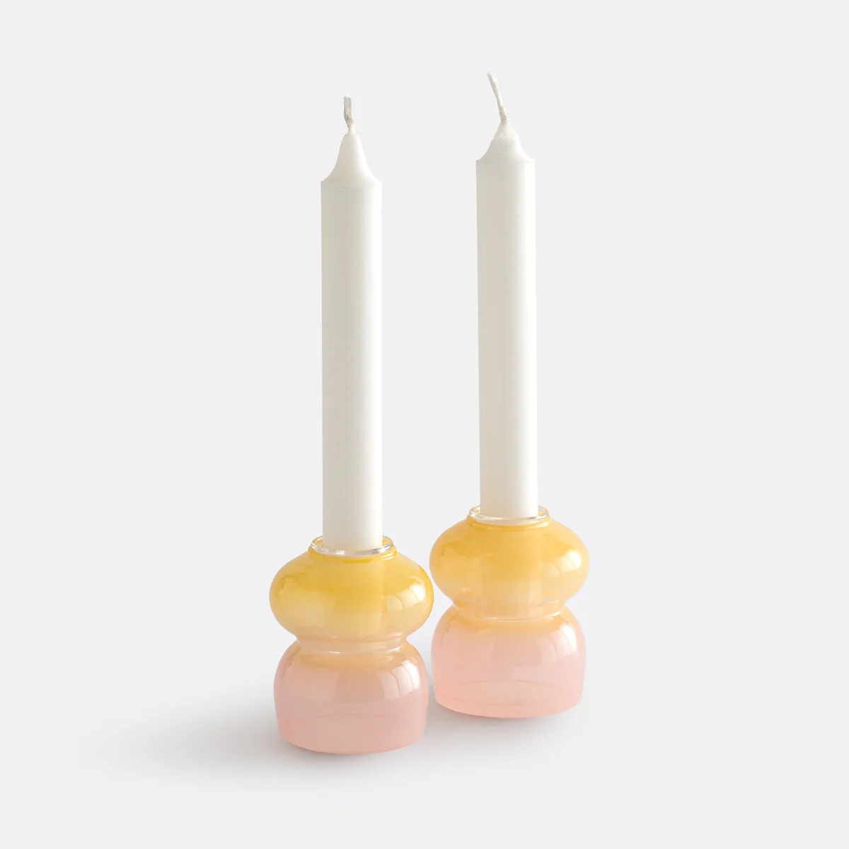 Set of 2 Solya Two-Tone Glass Candleholders Height 8cm – image 5