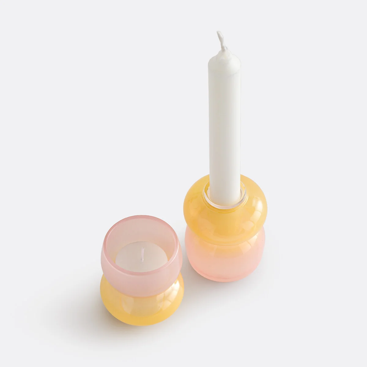 Set of 2 Solya Two-Tone Glass Candleholders Height 8cm – image 6