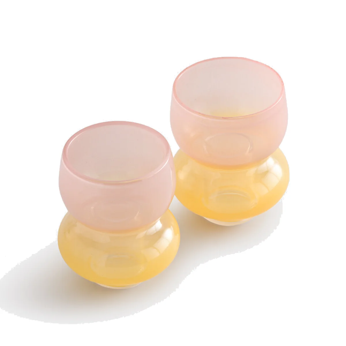 Set of 2 Solya Two-Tone Glass Candleholders Height 8cm – image 1
