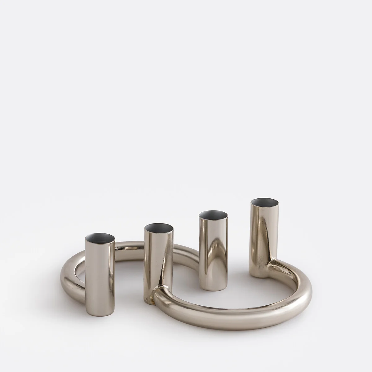Set of 2 Ornéo Chrome-Plated Iron Candle Holders, Height 6.5cm – image 2
