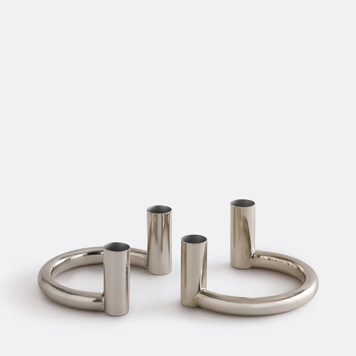 Set of 2 Ornéo Chrome-Plated Iron Candle Holders, Height 6.5cm – image 3