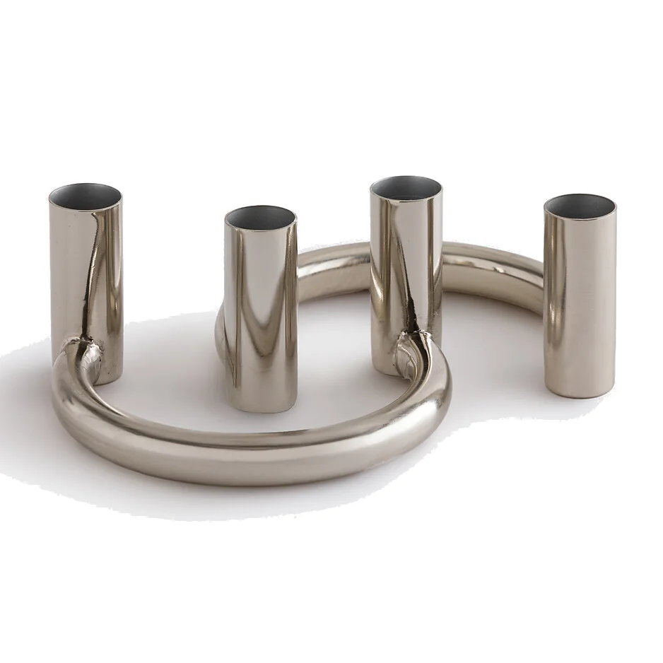 Set of 2 Ornéo Chrome-Plated Iron Candle Holders, Height 6.5cm – image 1