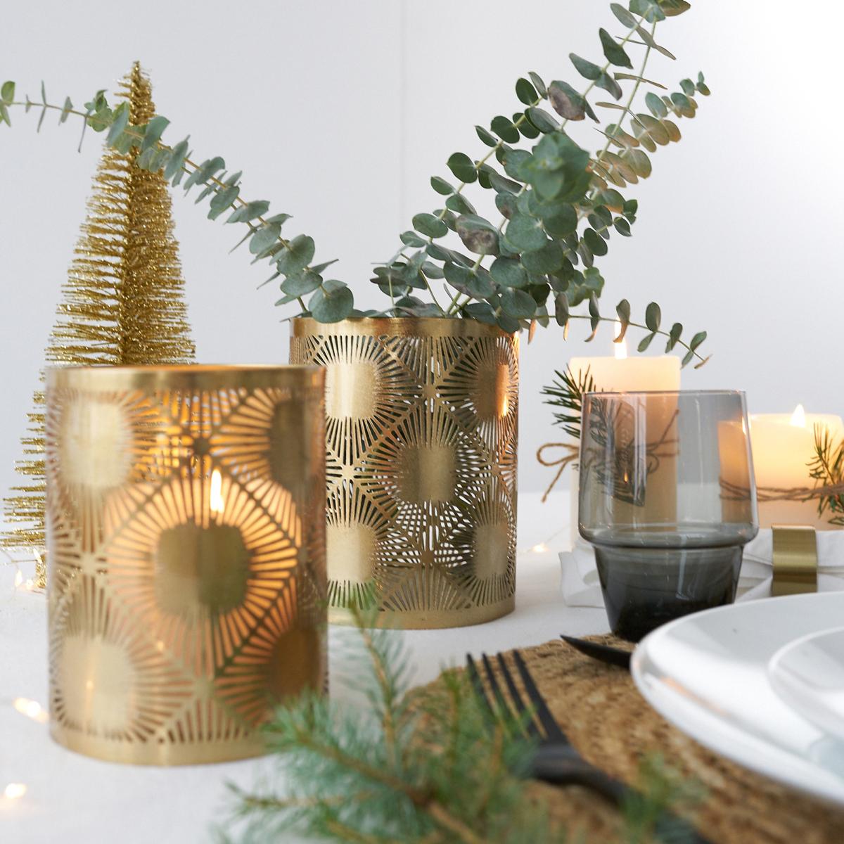 Set of 2 Plinia Golden Perforated Metal Tealight Holders – image 8