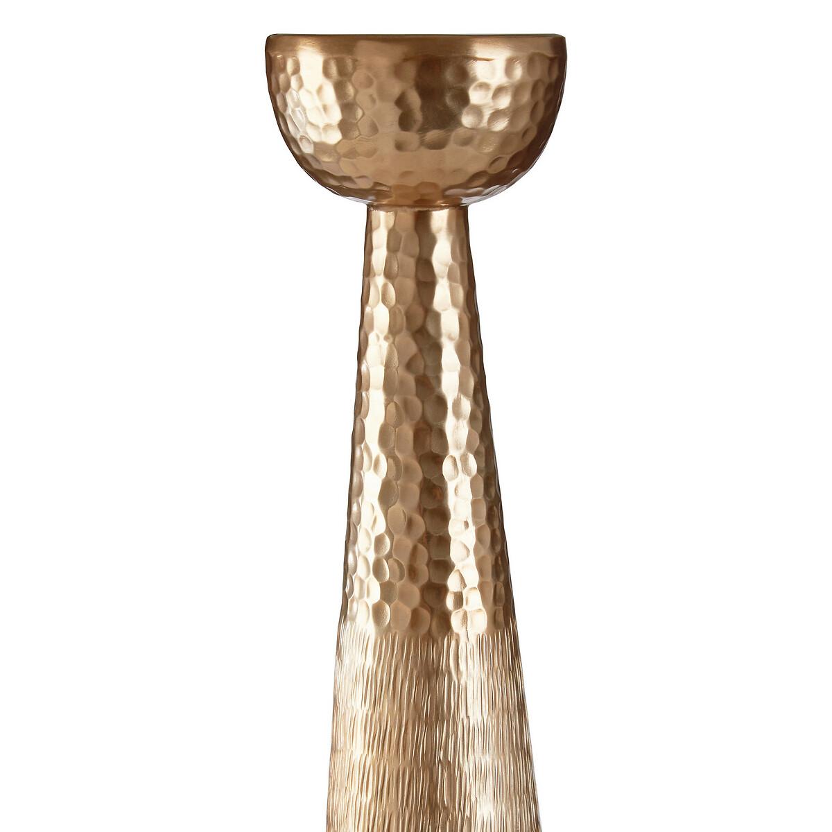 Gold Finish Hammered Pillar Candle Holder – image 8