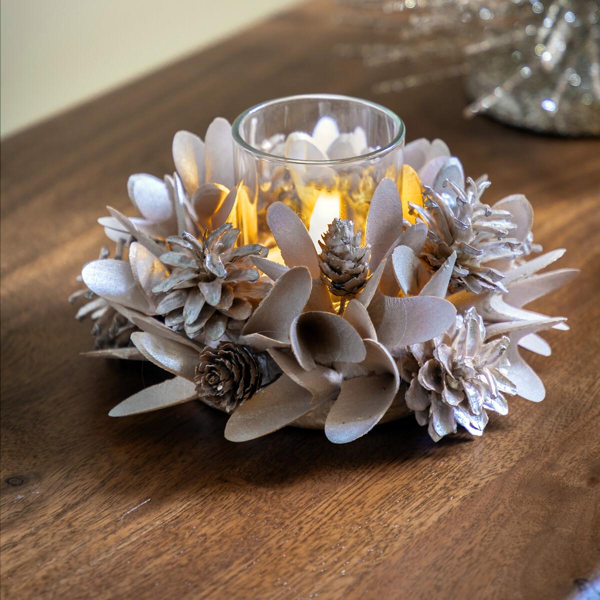 Blush Pinecone and Floral Tealight Holder – image 2