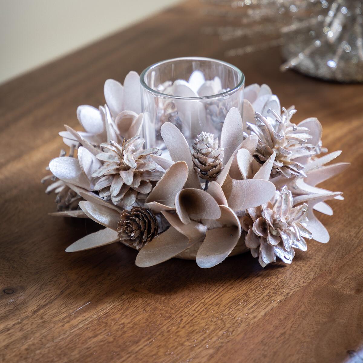 Blush Pinecone and Floral Tealight Holder – image 4