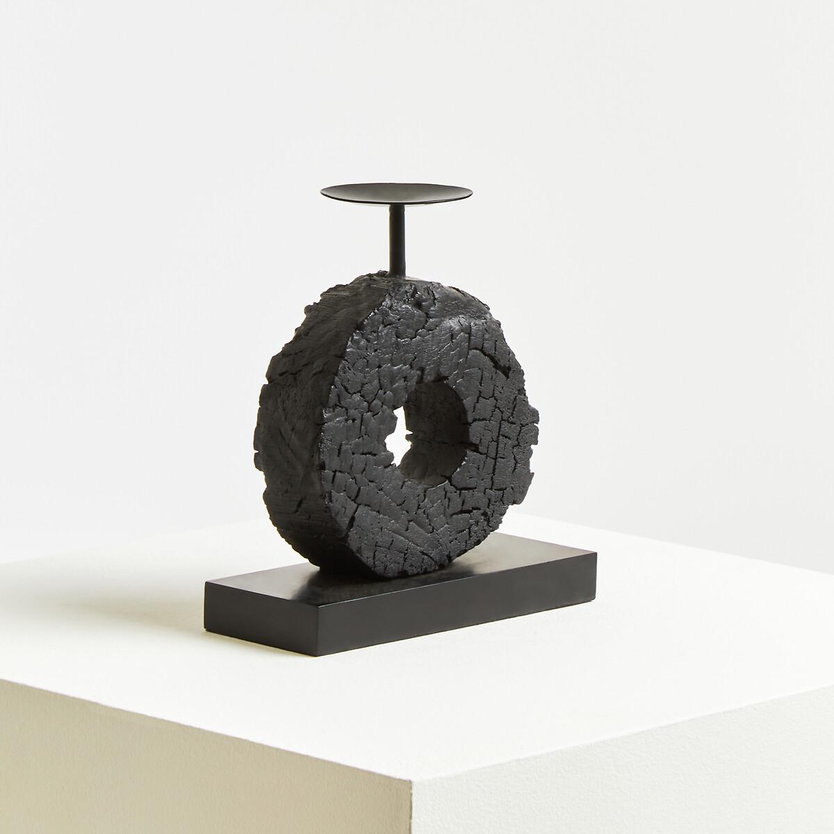 26cm Fidel Charred Black Mango Wood Log Candle Holder – image 2