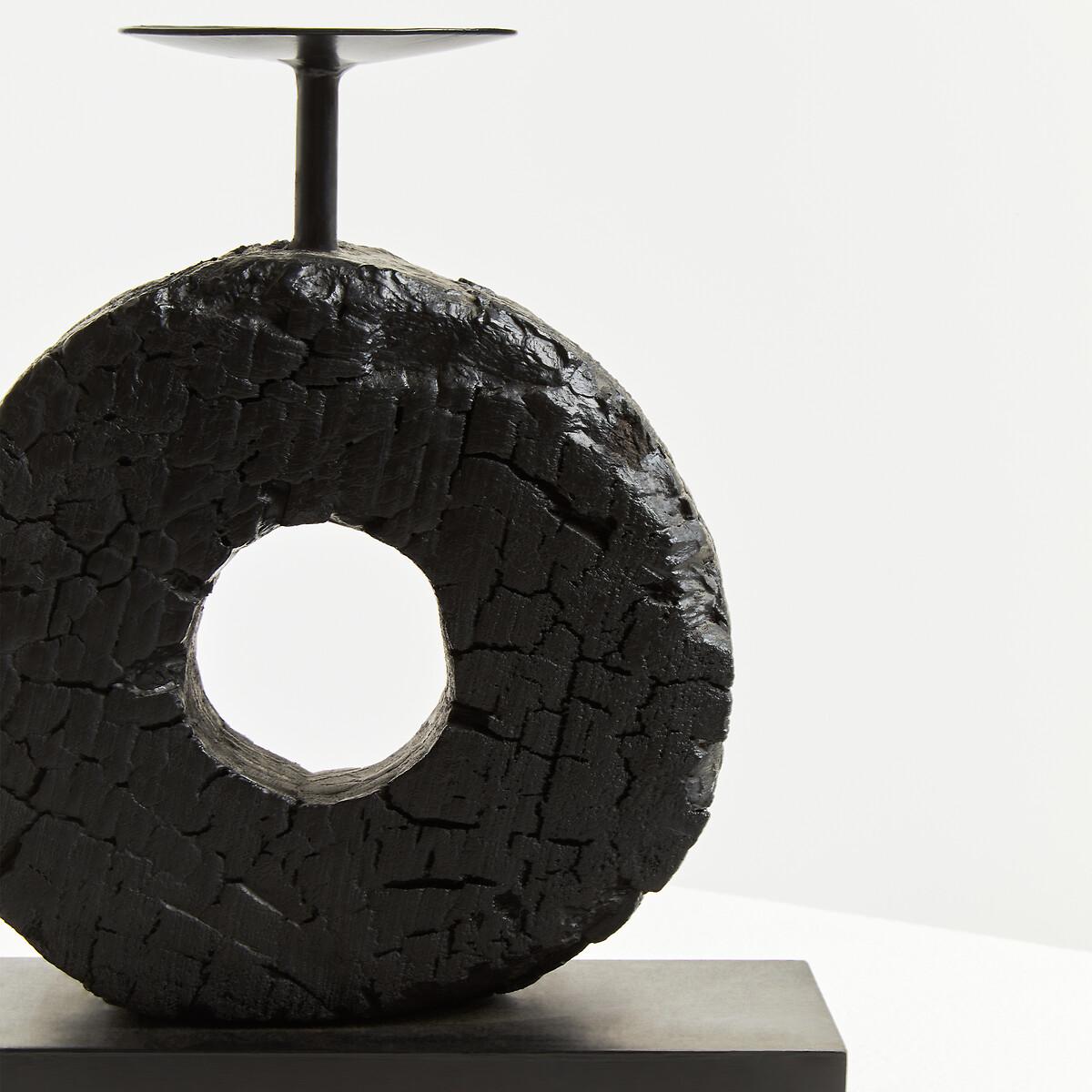 26cm Fidel Charred Black Mango Wood Log Candle Holder – image 3