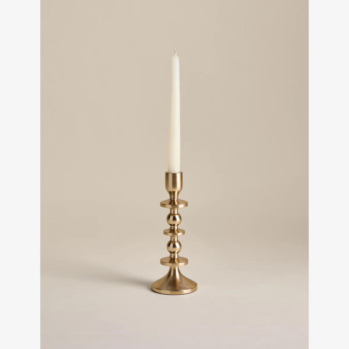 M&S Bobble Metal Dinner Candle Holder Antique Brass – image 1