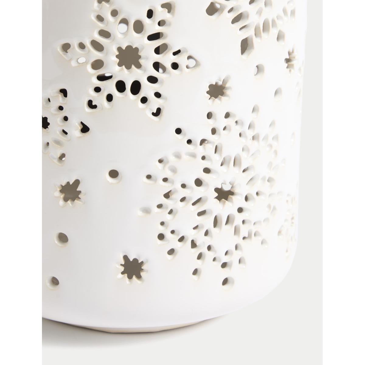 M&S Star Cut Out Ceramic Lantern - White, White – image 4