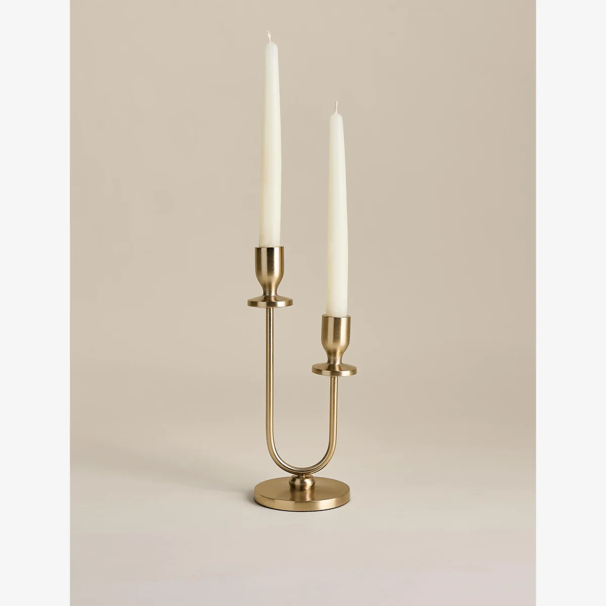 M&S Double Arm Metal Dinner Candle Holder Antique Brass – image 1