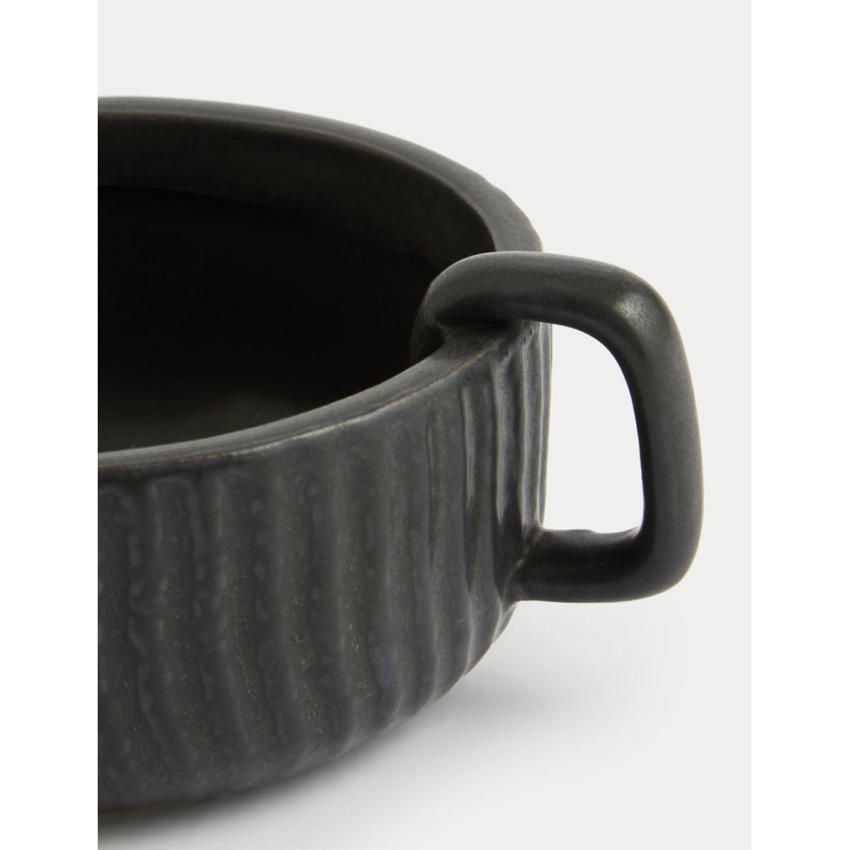 M&S Ridged Ceramic Pillar Candle Holder - Black, Black – image 4