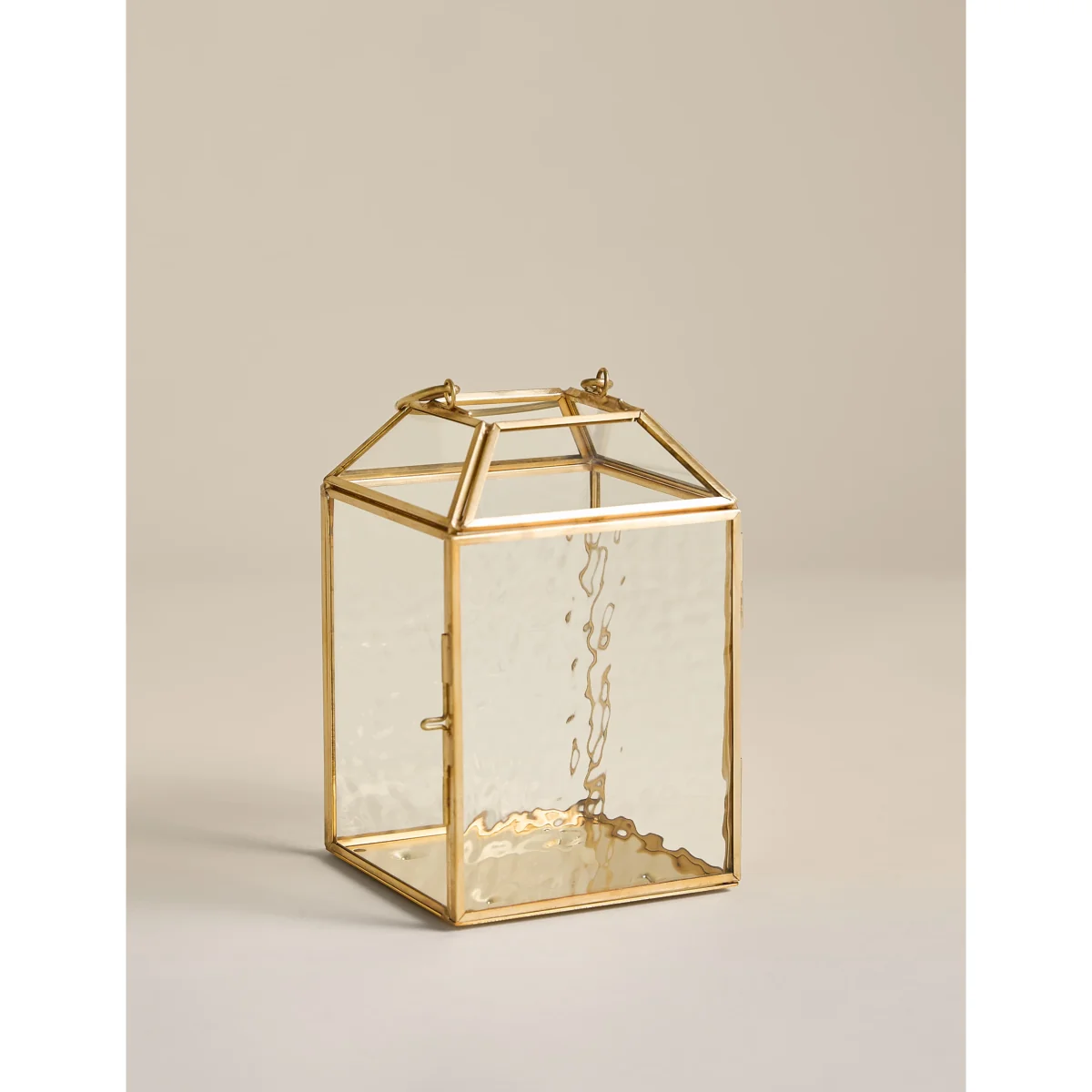 M&S Small Mottled Glass Lantern Gold – image 2