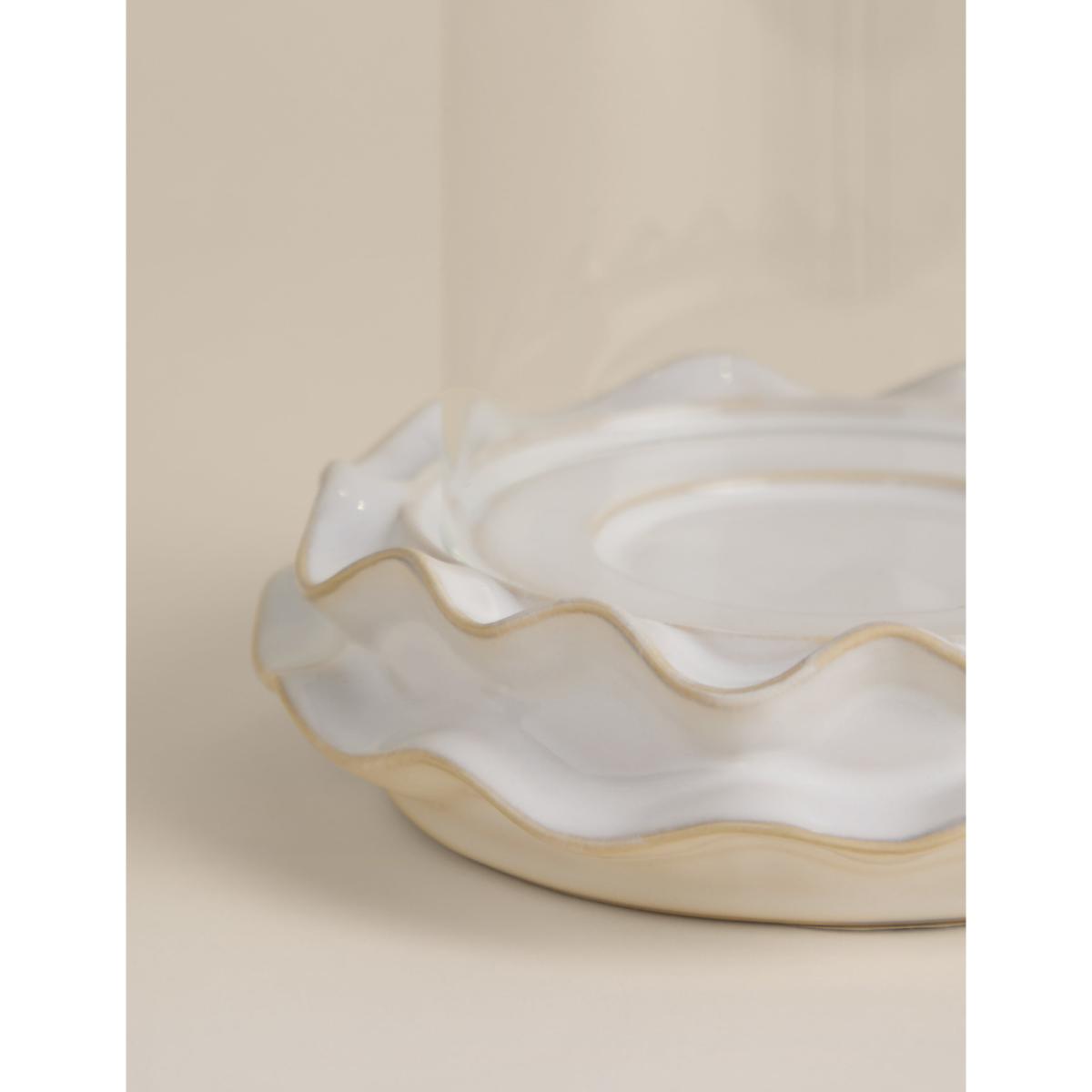 M&S Collection Frill Ceramic Hurricane Candle Holder - White, White – image 3