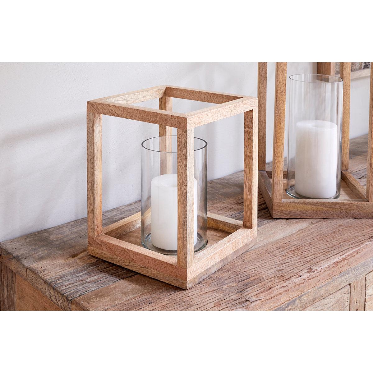 nkuku Sanora Mango Wood Lantern | Candles Holders & Lanterns | Natural | Large – image 3