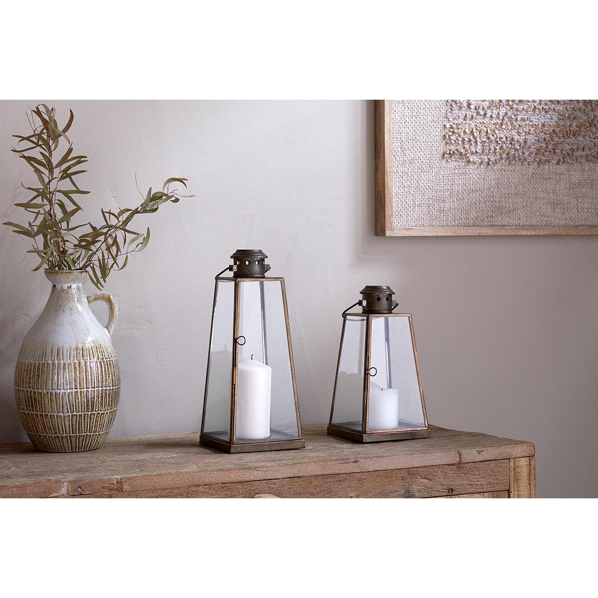 nkuku Giva Lantern | Candles Holders & Lanterns | Antique Brass | Small – image 2