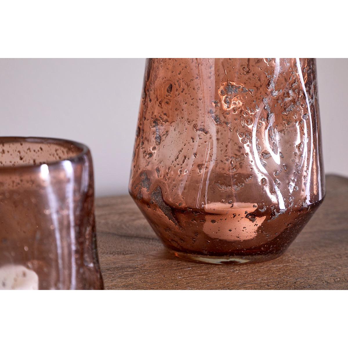 nkuku Linora Recycled Glass Tealight Holder | Candles Holders & Lanterns | Terracotta | Large – image 3
