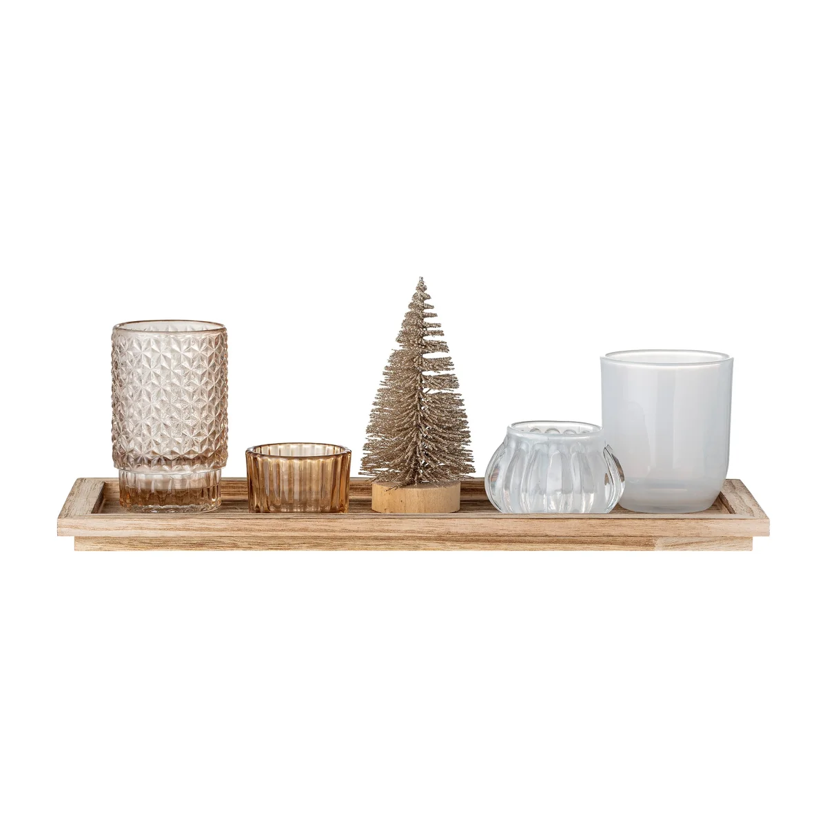 Bloomingville Sanga tray with candle holders 6 pieces Gold – image 2