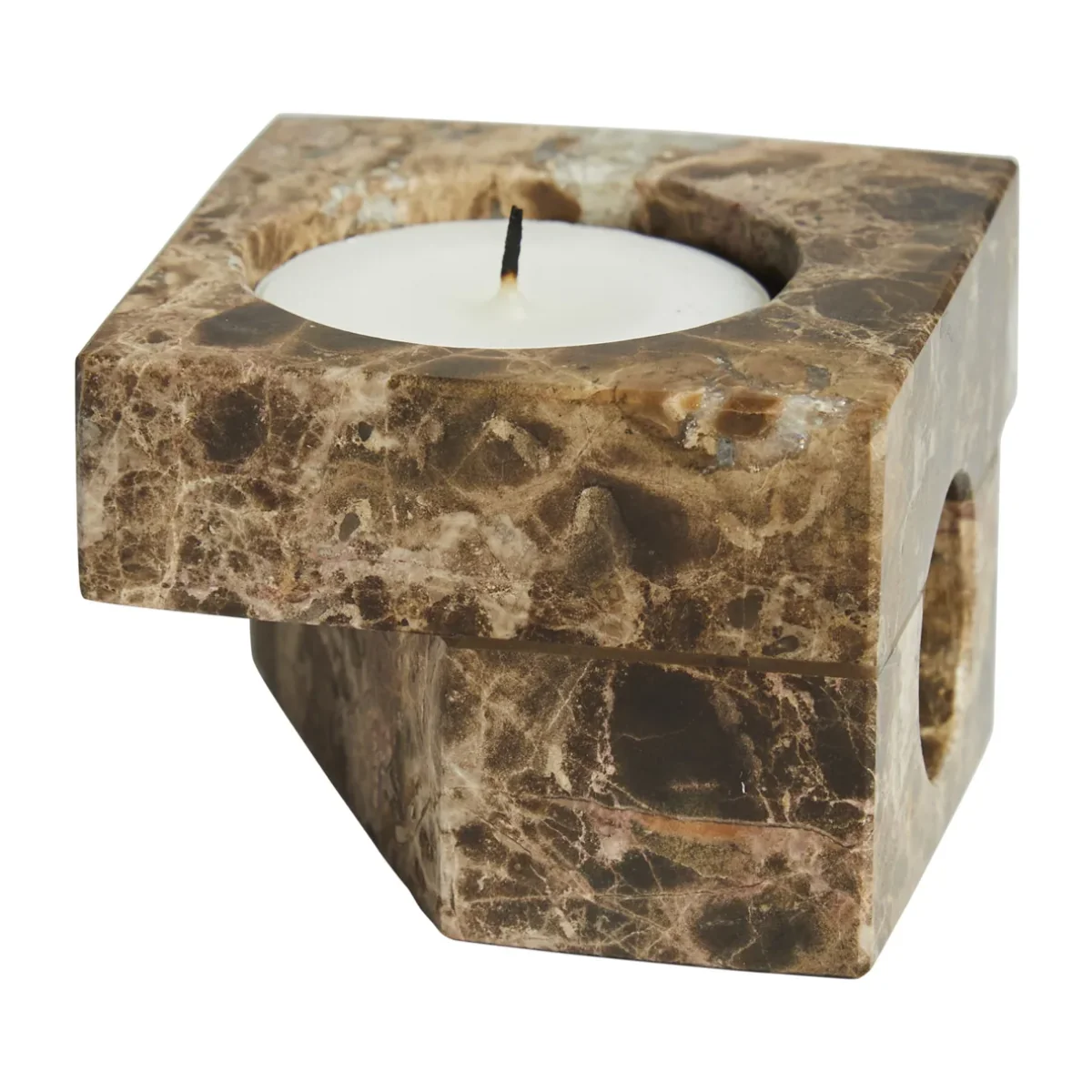 Woud Jeu de dés 2 candle holder marble Brown – image 4