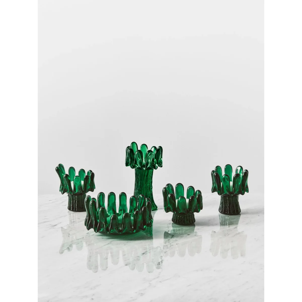 Kosta Boda Sunflower candle holder 18 cm Emerald green – image 2