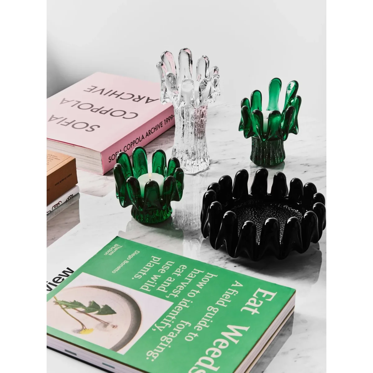 Kosta Boda Sunflower candle holder 18 cm Emerald green – image 4