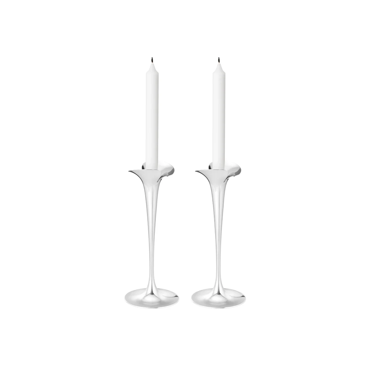 Georg Jensen Bloom candlesticks for taper candles Stainless steel large 2-pack – image 1