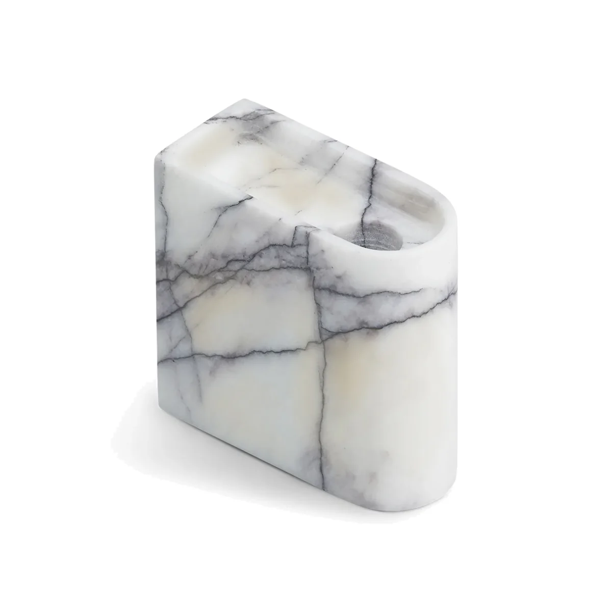Northern Monolith candle holder low Mixed white marble