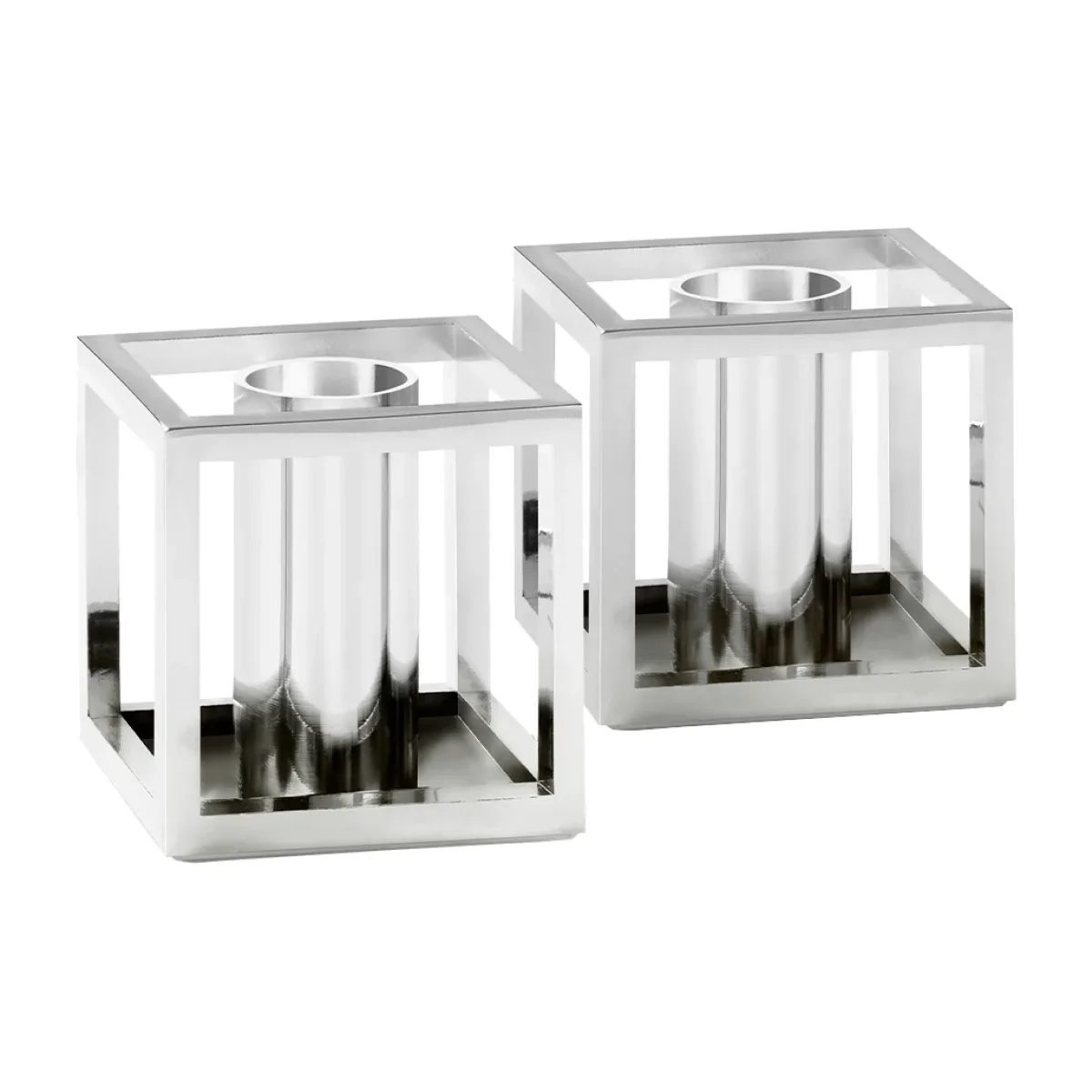 By Lassen Kubus Micro candle holder 2-pack Nickel – image 1