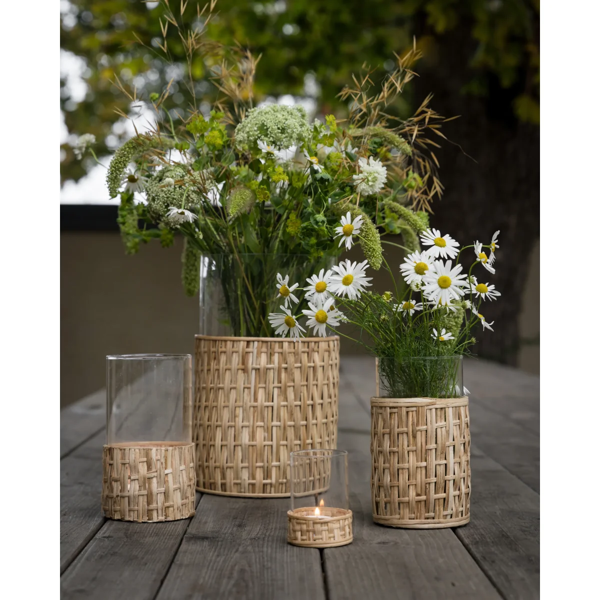 ERNST Ernst vase/tealight holder in basket Nature Ø7x8.5 cm – image 2