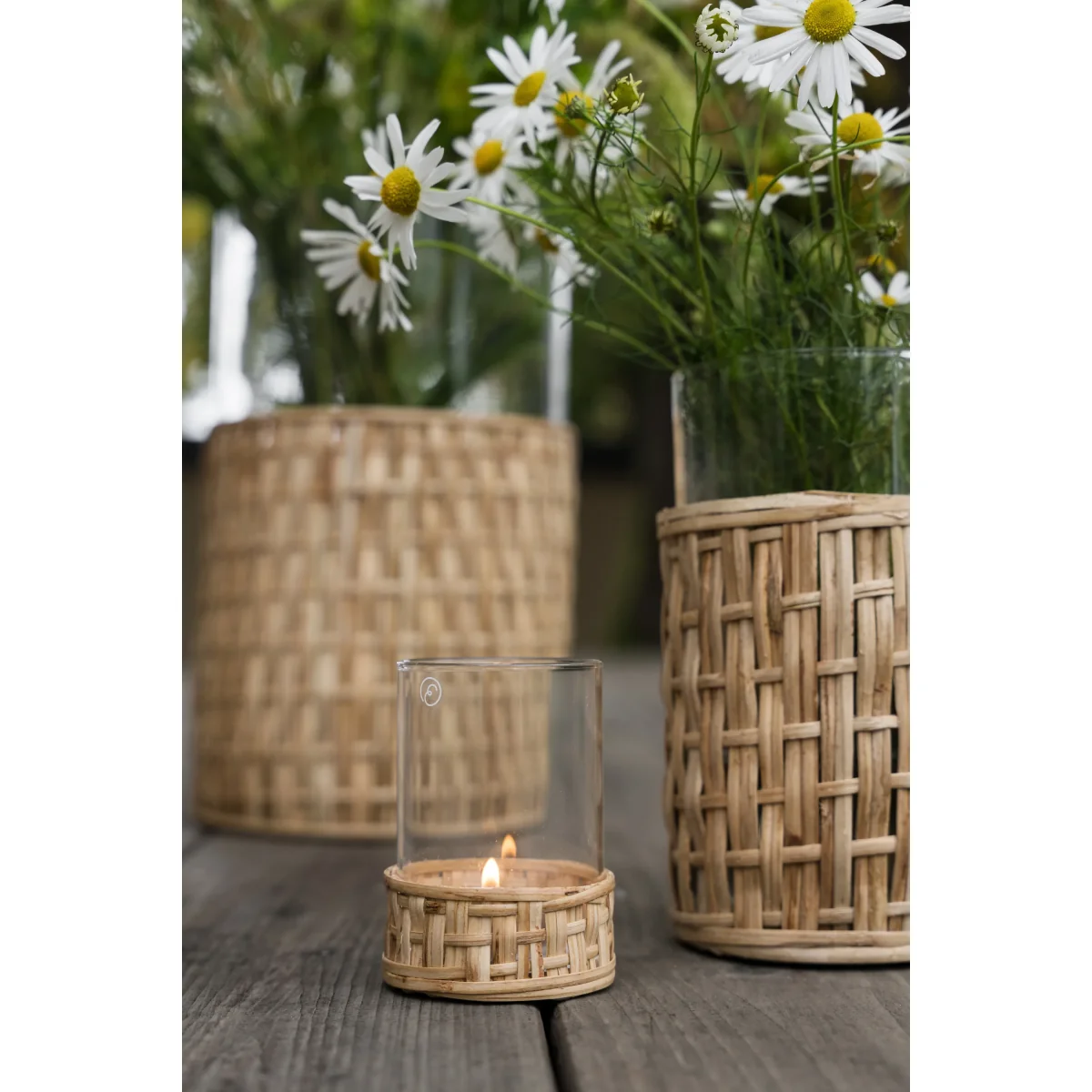 ERNST Ernst vase/tealight holder in basket Nature Ø7x8.5 cm – image 3