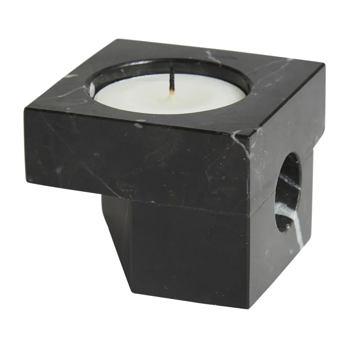 Woud Jeu de dés 2 candle holder marble Black – image 2