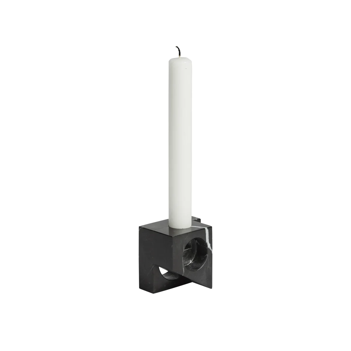 Woud Jeu de dés 2 candle holder marble Black – image 1