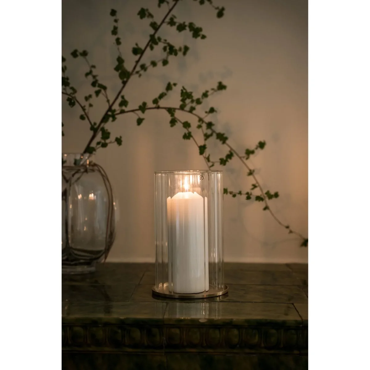 ERNST Ernst candle holder for pillar candle Brass-glass Ø13x21 cm – image 2