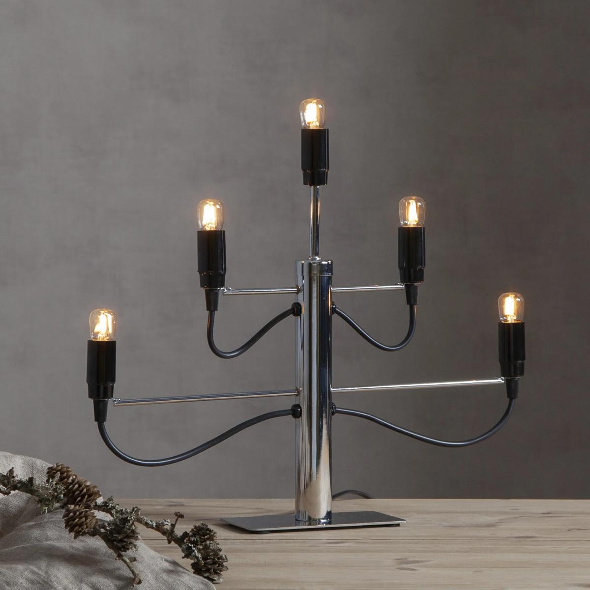 Star Trading Milano 5 candlestick 46 cm 2-pack - Chrome Chrome – image 3