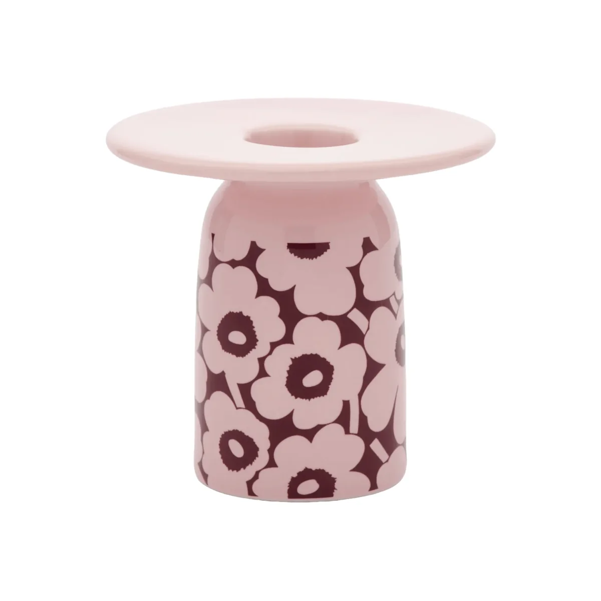 Marimekko Pikkuinen Unikko candle holder Pink-burgundy