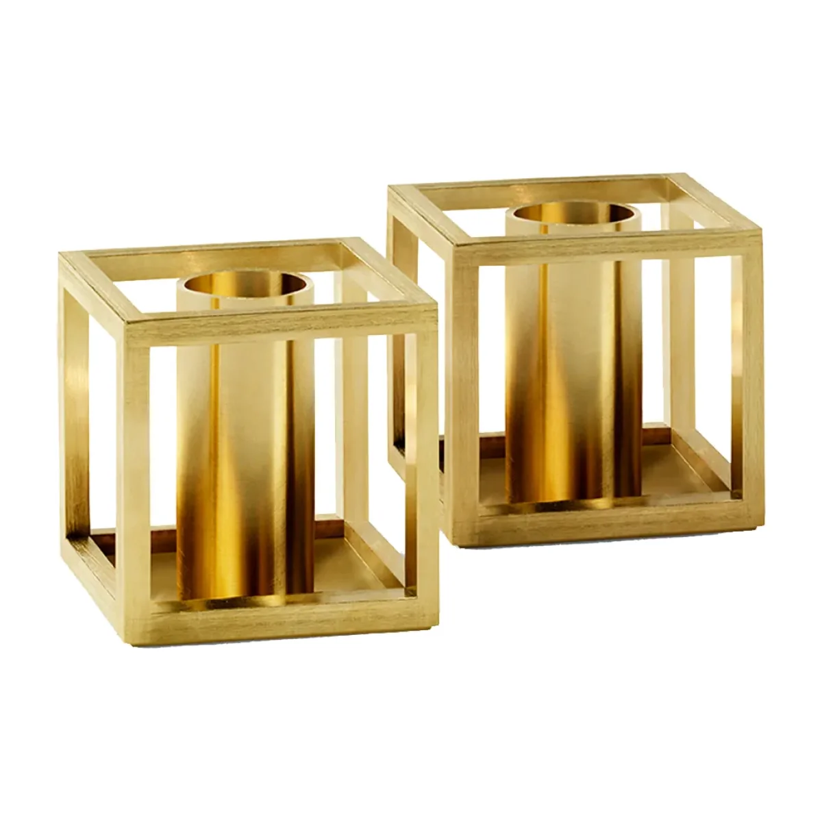 By Lassen Kubus Micro candle holder 2-pack Brass – image 1