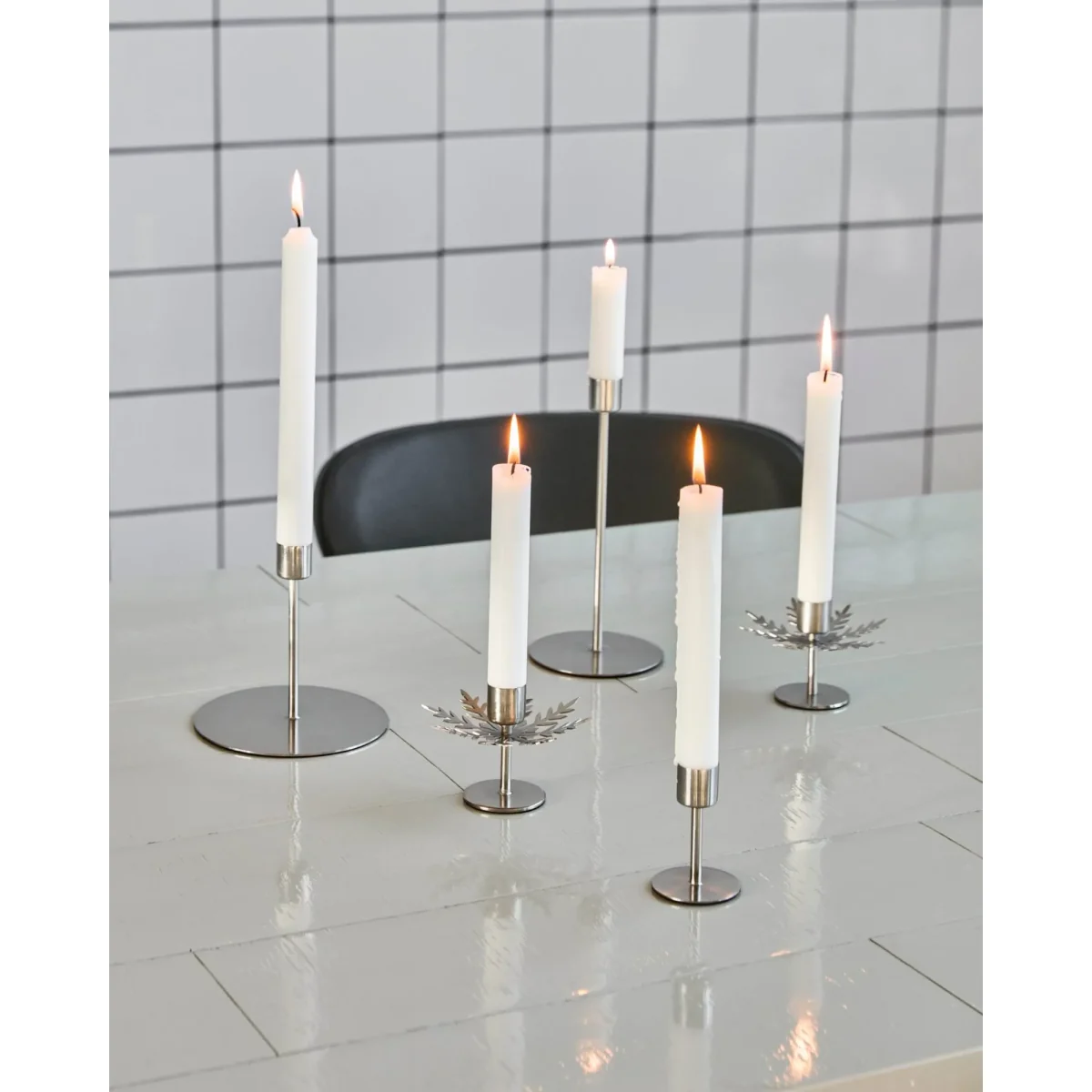 House Doctor Snowflake candle holder 2-pack Silver finish – image 2