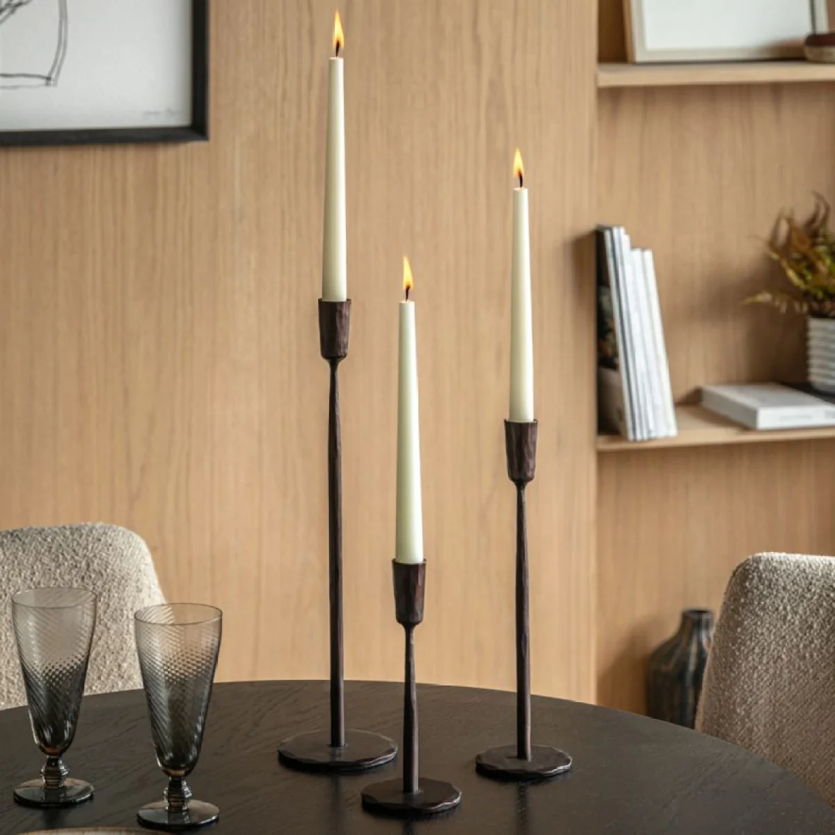 Varenna Metal Candle Sticks in Brown, Set of 3 – image 2