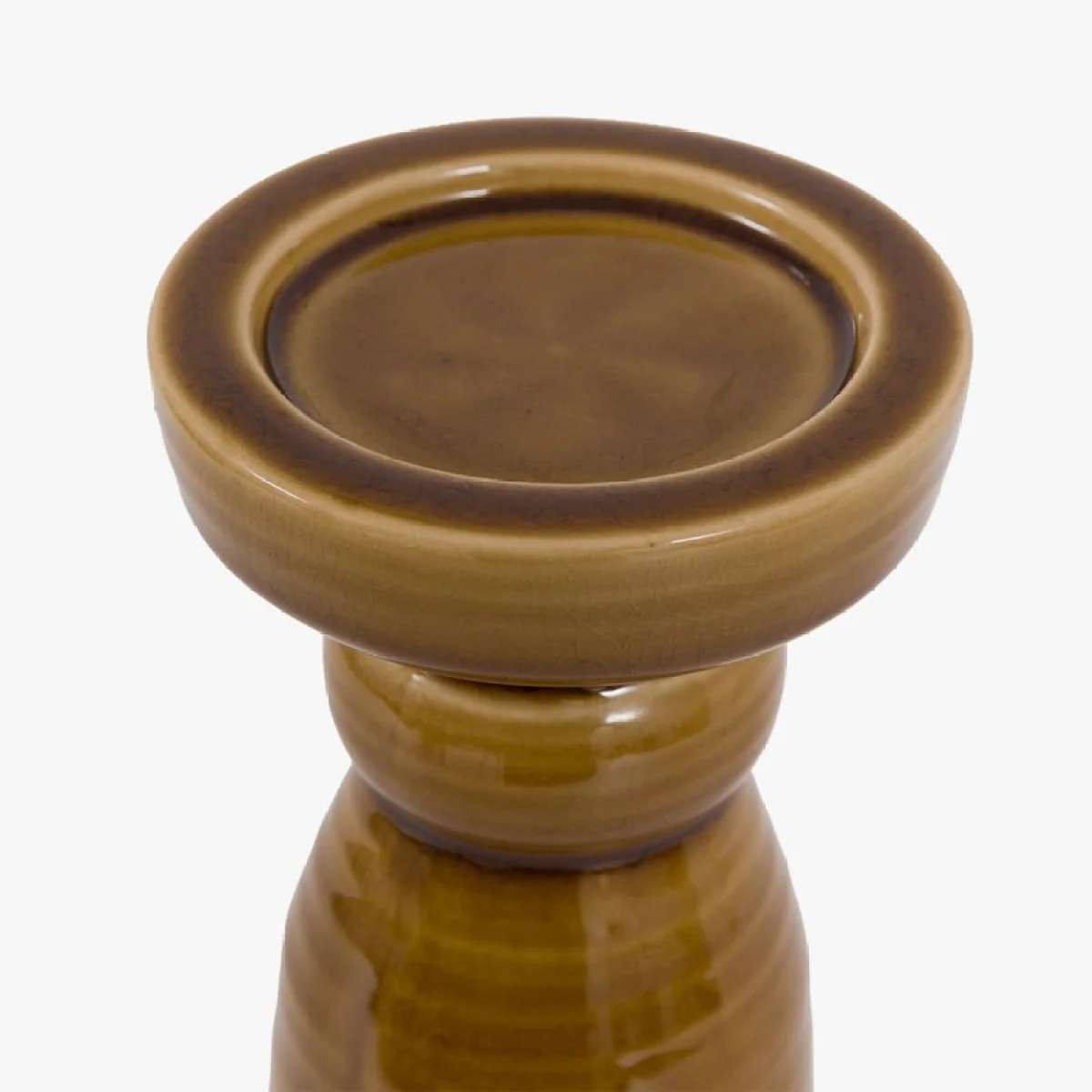 Novara Crackle Glaze Candlestick in Caramel, Large – image 3