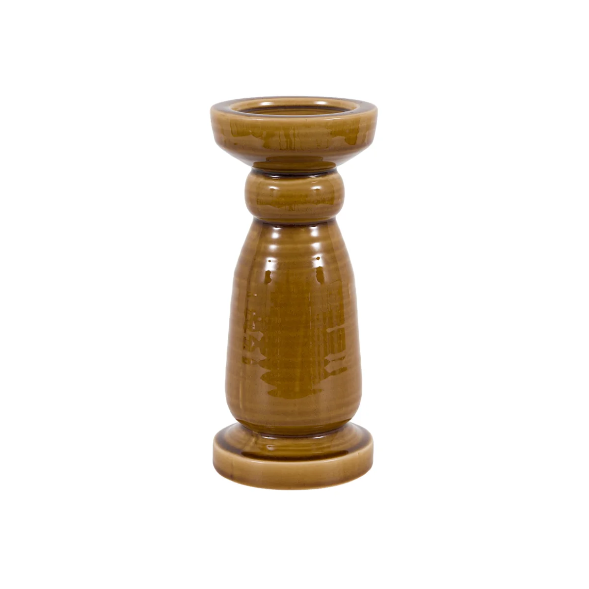 Novara Crackle Glaze Candlestick in Caramel, Large – image 1
